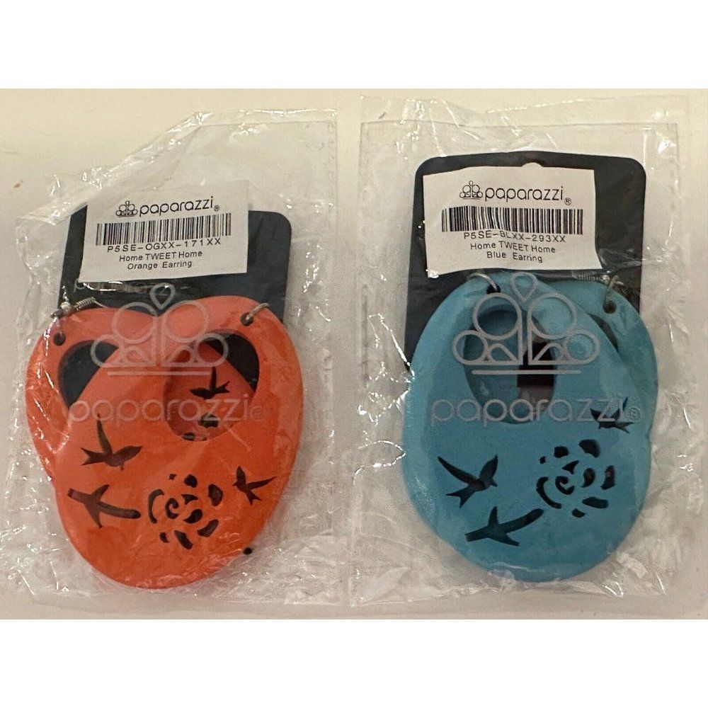 NEW Paparazzi Jewelry Home Tweet Home Blue OR Orange Wood Earrings boho Bohemian